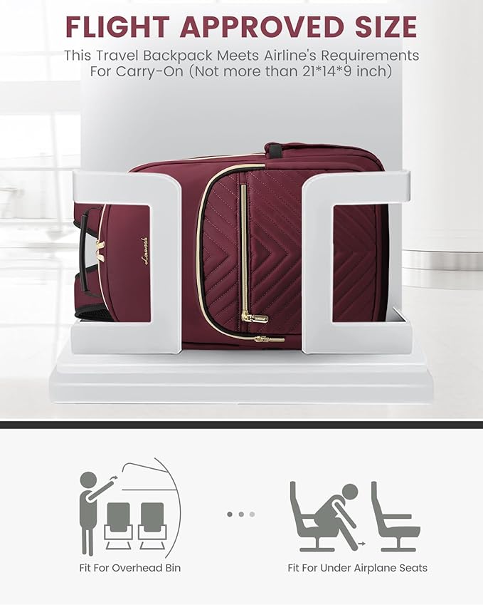 LOVEVOOK Laptop Backpack for Women, Large Travel Computer Work Bag, Business Teacher Nurse College Backpack Purse, Hiking Outdoor Carry On Backpack with 17.3-inch Laptop Compartment, Wine Red
