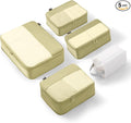 5 Set Compression Packing Cubes for Travel, Space Saving Luggage Organizer Bags (Bright Yellow)