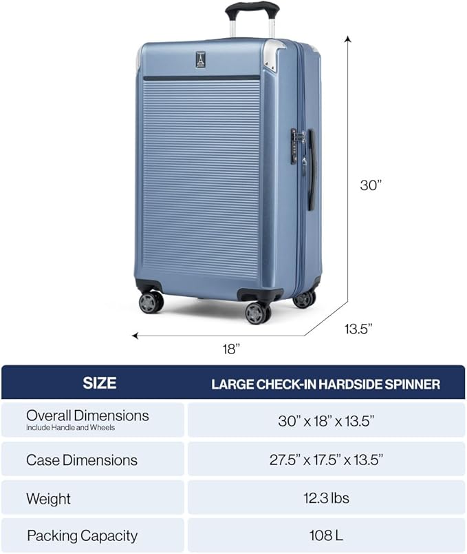 Travelpro Platinum Elite Hardside Expandable Checked Luggage, 8 Wheel Spinner, TSA Lock, Hard Shell Polycarbonate Suitcase, True Navy Blue, Checked Large 28-Inch