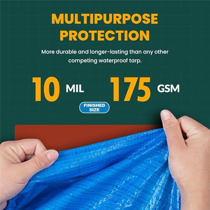 Tarp Cover 8X10 Silver/Black 2-Pack Thick Material, Waterproof, Great for Tarpaulin Canopy Tent, Boat, RV Or Pool Cover!