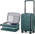 Hanke Top Opening Carry On Luggage, 20 Inch Zipperless Aluminum Frame Wide Handle Luggage, All-PC Hard Shell Trunk Suitcase with Spinner Wheels, TSA Airline Approved (Blackish Green, 40L)