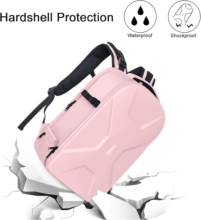MOSISO Camera Backpack, DSLR/SLR/Mirrorless Photography Camera Bag 15-16 inch Waterproof Hardshell Case with Tripod Holder&Laptop Compartment Compatible with Canon/Nikon/Sony, Pink