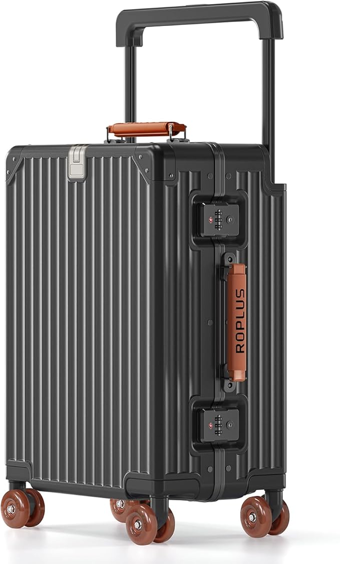 Aluminium Frame Carry on Luggage with Smooth Jelly Wheels, Hardside Zipperless Rolling Suitcase with TSA Lock (Grey, 21-Inch)
