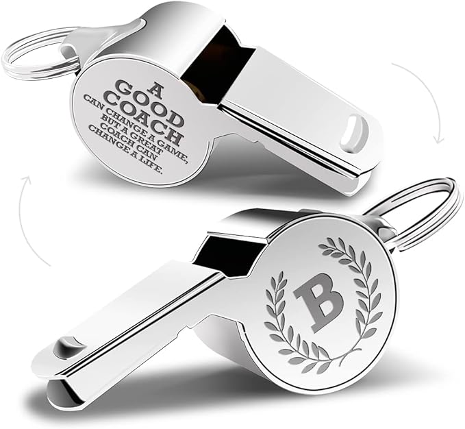 Letters Coach Gifts, Whistle for Coaches, Whistle Emergency, Thank You Coach Gifts, Coaches Whistle with Lanyard Cheer Coach Gift for Men Women Teachers Referees School Sports Coach Outdoor, Letter B