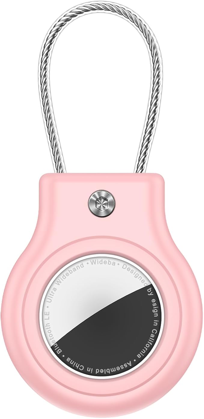 Waterproof Airtag Holder,Airtag Case with Secure Lock,Airtags Keychain for Apple Airtag,Anti-Lost Protective Cover Air tag Accessories for GPS Item Finder Tracker Luggage,Bag,Key,Pet,Cat Dog,Pink