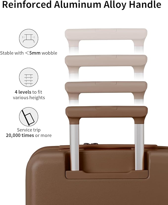 aji Expandable Top Opening 24 Inch Checked Luggage with Spinner Wheels, Large Suitcase with TSA Lock, Hard Shell Travel luggage Suitcases for Men Women, for 12+Days Travel, Chocolate Brown