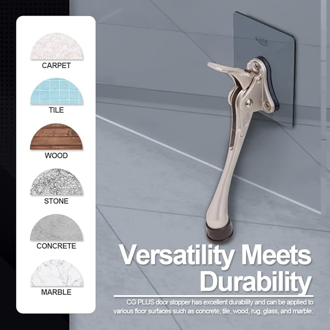 One-Touch Doorstop Adhesive Bracket (White, 6inch x 1pack)
