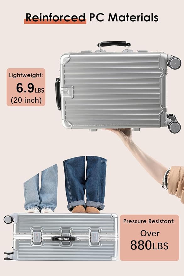 HotWay 24 Inch Hardside Checked Luggage with Leather Handle, PC Zipperless Suitcase with Spinner Wheels and TSA Locks, Lightweight Checked Luggage for Travel, Grey