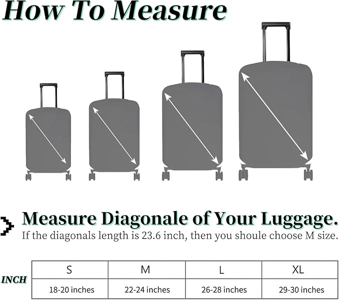 Luggage Cover + Tag, Mushrooms Travel Suitcase Protector for 22-24 inch Luggage (M) with Concealed Zipper, Washable Elastic Cloth, Dustproof, Anti-Scratch