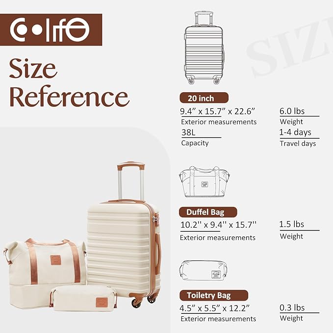 Coolife Suitcase Set 3 Piece Luggage Set Carry On Hardside Luggage with TSA Lock Spinner Wheels (Pink, 3 piece set (DB/TB/20))