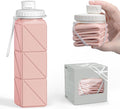 Collapsible Water Bottles, Portable Lightweight Reusable Leak-Proof BPA-Free Silicone Foldable Water Bottle for Travel Hiking Camping Gym Outdoor Activities Sports,Detachable for Dishwasher