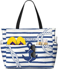 Beach Bag for Women Beach Tote Bag Waterproof Sandproof Large Bags with Zipper Big Capacity for Vacation Travel