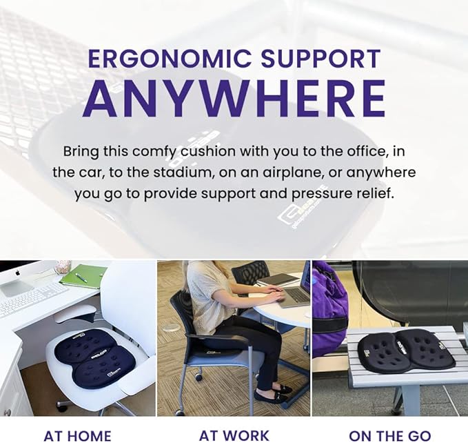 LITE Travel Gel Foam Cushion | Back Pain, Sciatica, Pressure Relief | Relieves Tailbone Discomfort, Promote Healthy Posture | Ergonomic Comfort | Car, Commute, Airplane and Travel - Red