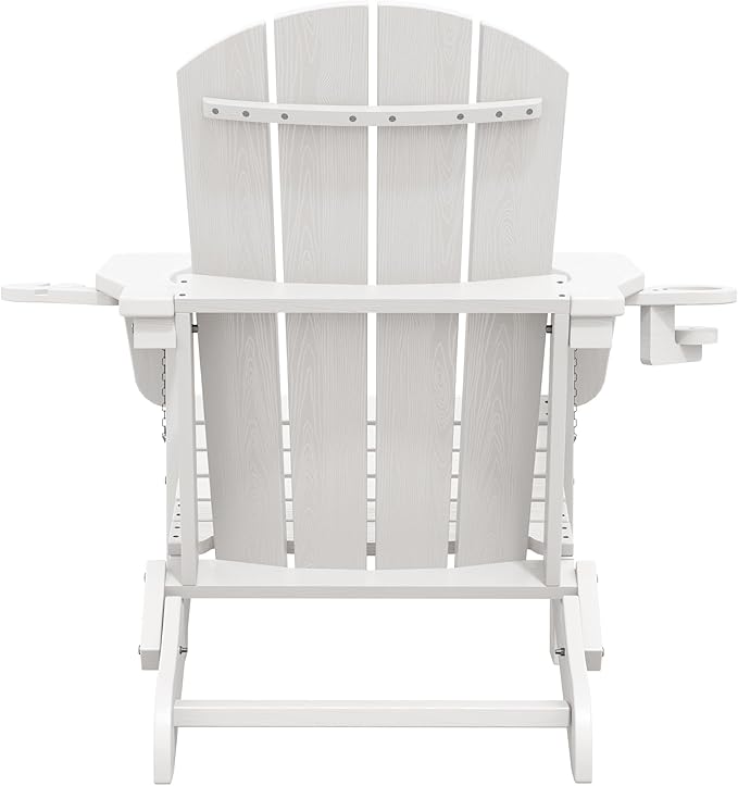 SERWALL Adirondack Chair with Cup Holders - Composite Adirondack Chairs Set of 8 HDPE Outdoor Chairs All Weather Use- White