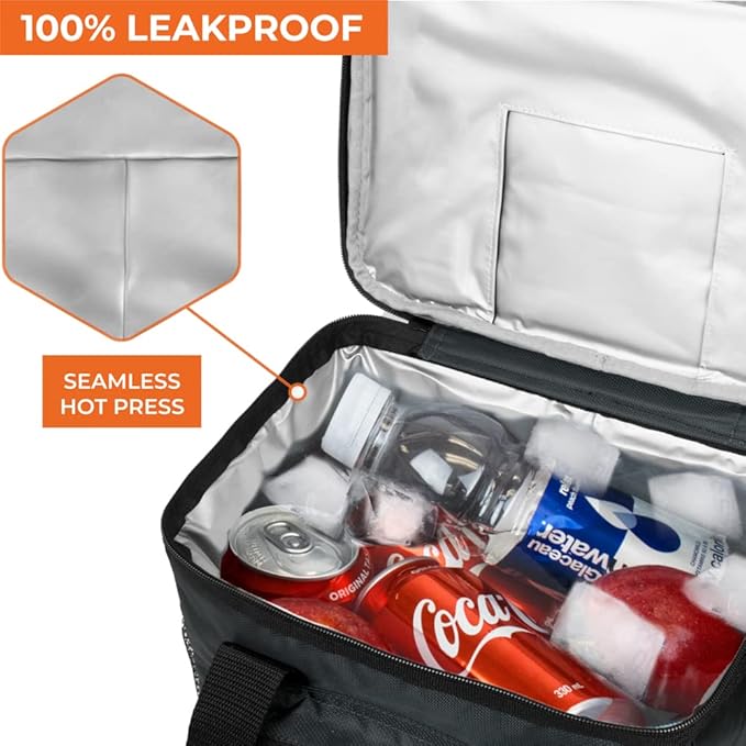 OPUX Soft Cooler Bag, Insulated Collapsible Soft Sided Cooler Lunch Cooler Bag for Men Work Camping Beach Travel, Leakproof Lunch Box 18 Cans, Gray