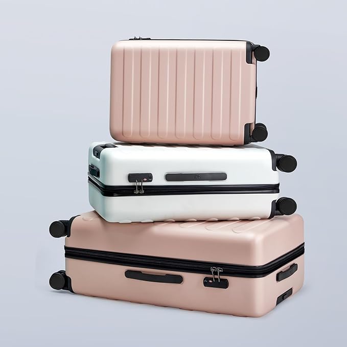 Carry on Luggage 22 X 14 X 9 Airline Approved, 20 Inch Luggage for 3-5 Days Travel, Double Spinner Wheels, 100% Hardshell PC, TSA Lock (04-Pink (Basic), Checked 28-Inch)