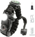 20 in 1 Survival Paracord Bracelet Adjustable Gear Kit with SOS LED Light, Fire Starter, Bigger Compass, Survival Whistle, Perfect for Camping, Hiking, Fishing