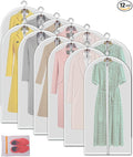 Clear Garment Bags Hanging Clothes Bags (Set of 12) for Closet Storage Plastic Bag with Zipper for Suit, Sweaters Travel Laundry Wardrobe Closet Garment Dust Cover Bags - 24'' x 48''/12 Pack