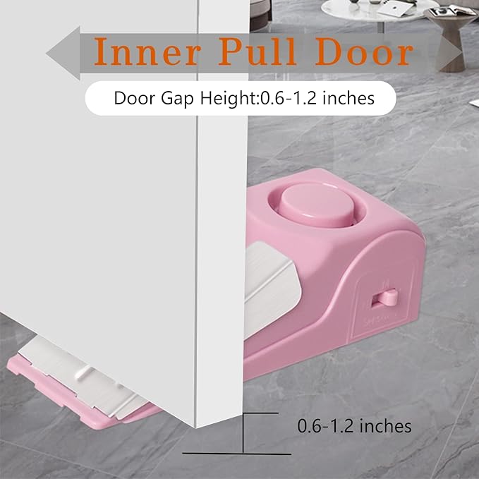 2 Pack Portable Door Stop Alarm, Door Stopper with 120db Loud Security Alarm, Travel Door, Doorstops Wedge Sensors Security Devices for Traveling Apartment Hotel and Home (Pink)