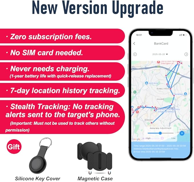 Car GPS Tracker for Vehicles - Hidden Tracking Devices for Cars, Available for Android and iOS, No SIM Card Required, Real Time Car Locator Work, Car Vehicle Tracking Device for Car, Wallet, Pet
