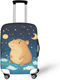 Capybara Suitcase Cover Cute Luggage Cover Protector Invisible Zipper Closure Travel Luggage Protector Fit 30-32 Inch Anti-Scratch Stretchable Suitcase Protector, Moon and Star