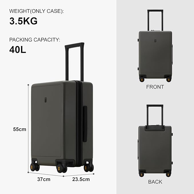 LEVEL8 Elegance Carry-on Suitcase, 20 Inch Carry on Luggage, Hardside Large Suitcases with Wheels, Tavel Bag with Tsa Lock, Olive Green