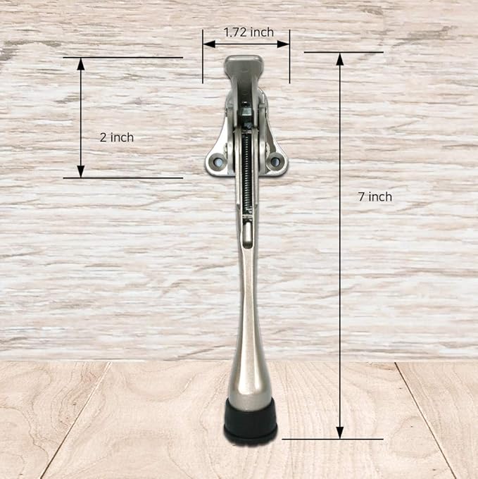 Door Stopper, One-Touch semi-Automatic Metal Door Stopper, with Non-Slip Rubber Tip for Wood, Concrete, Tiled, and Carpeted Floors (6inch x 15pack, Satin Nickel)