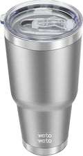 WETOWETO 30oz Tumbler, Stainless Steel Vacuum Insulated Water Coffee Tumbler Cup, Double Wall Powder Coated Spill-Proof Travel Mug Thermal Cup for Home Outdoor (Stainless, 1 Pack)