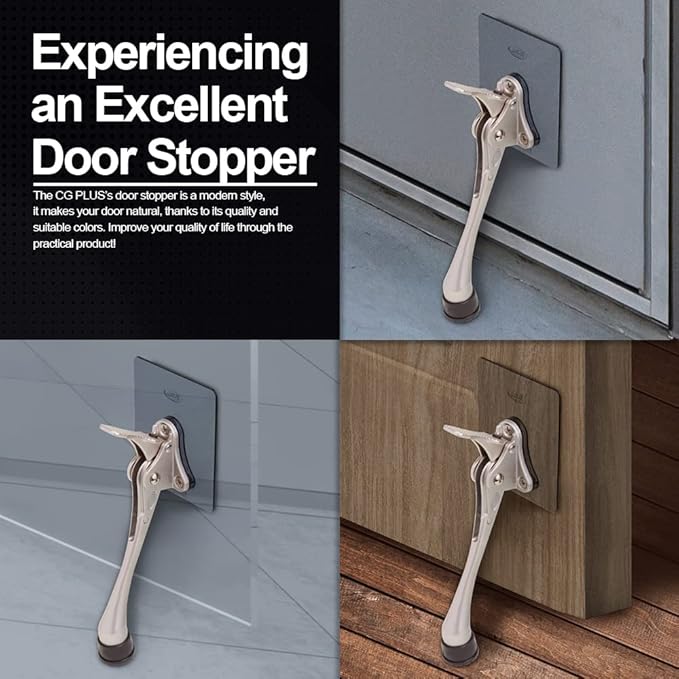 One-Touch Doorstop Adhesive Bracket (White, 6inch x 2pack)