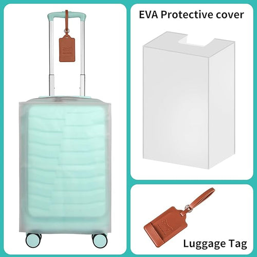 22×14×9 Airline Approved Carry On Luggage with Front Open Pocket Expandable, Spinner Wheels, ABS+PC Hardshell Small 20inch Suitcase with Protective Cover and Luggage Tag, Mint Green