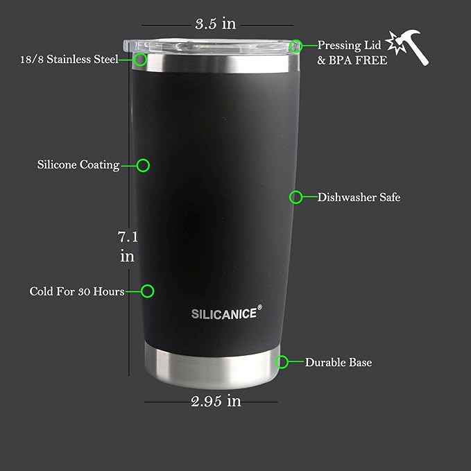 Gray The Only Soft Touch 20oz Stainless Steel Insulated Tumbler with MacSlider Lid-Spill Proof,Dishwasher Safe,Durable Thermal Cup for Hot/cold Coffee, Water & Smoothies
