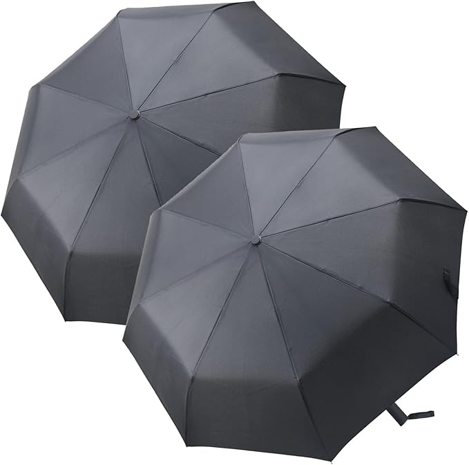 PFFY 2 Packs Travel Umbrella Windproof Auto Open & Close Collapsible Folding Small Compact Backpack Car travel Essentials Purse Umbrellas for Rain