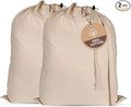LFH Home Large Premium 100% Cotton Canvas Laundry Bag with Drawstring and Handles Heavy Duty, Multi-Use, and Washable for Home, Travel, College or Storage 28x40 (Pack of 2)-Natural