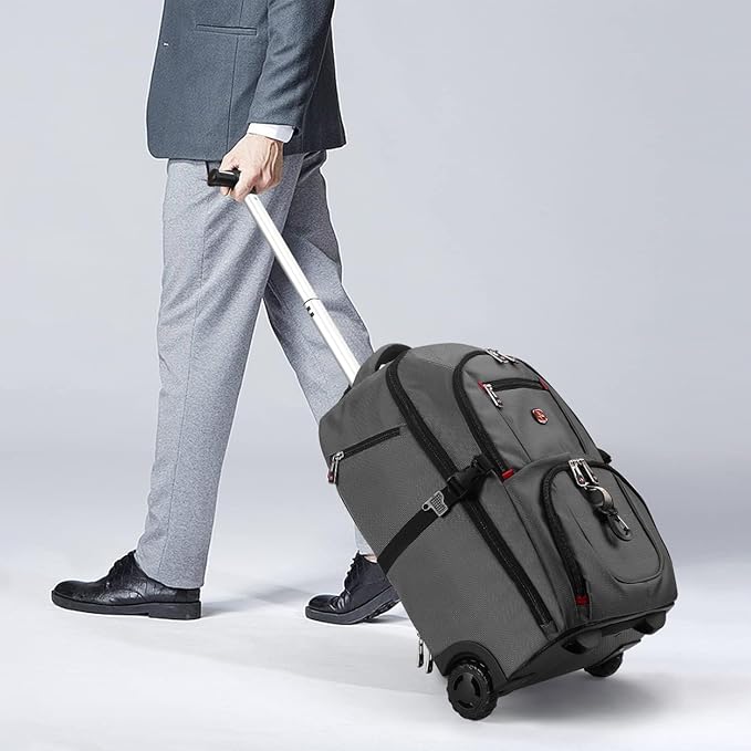 star cloud 21x14x9 Rolling Backpack with Wheels - Water-Resistant, 17.3" Laptop Compartment, Ideal Carry-On for Overnight Travel, College, Work - Wheeled Business Backpack for Adults