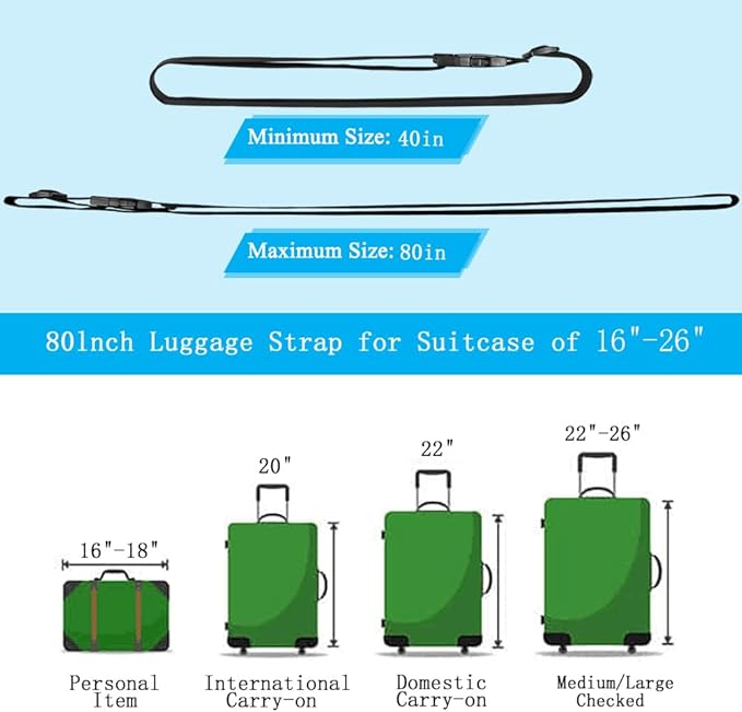 2Pcs Luggage Straps for Suitcase Travel Accessories TSA Approved, 80In Long Belts to Keep Your Suitcase Secure, Adjustable Bag Straps with Quick-Release Buckle for Travel Bag Closure, Pink