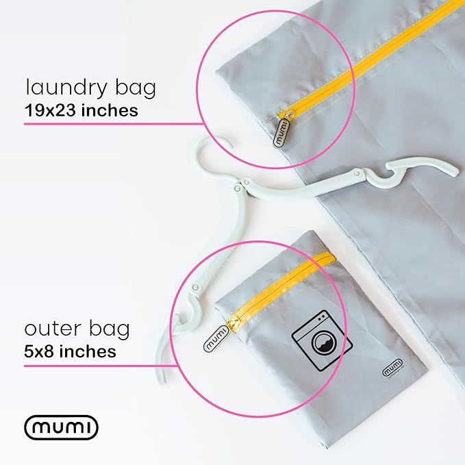 MUMI Travel Laundry Bag – Mesh Laundry Bags for Delicates with Hanger & Pouch | Delicates Bag for Washing Machine | Large Laundry Net Bag for Travel, Gym, Baby Clothes, and More (Pink)