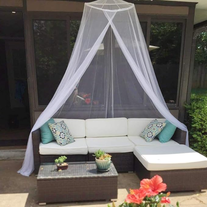 Mosquito Net for Bed, Large White Bed Canopy for Girls, Hanging Bed Net, Ideal for Bedroom Decorative, Travel with Storage Bag (Round)