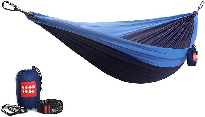 Grand Trunk Double Deluxe Parachute Nylon Hammock - 500lb Capacity Camping Hammock, 10.5x6.5ft, Lightweight & Durable (Olive Green/Khaki)