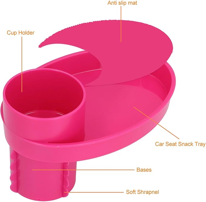 Car Seat Snack Tray, Convenient Toddler Road Trip Essentials Food Plate Cup Holder Tray for Snacks Toys, Entertainment Toddler Carseat Eating Plate Table for Travel ()