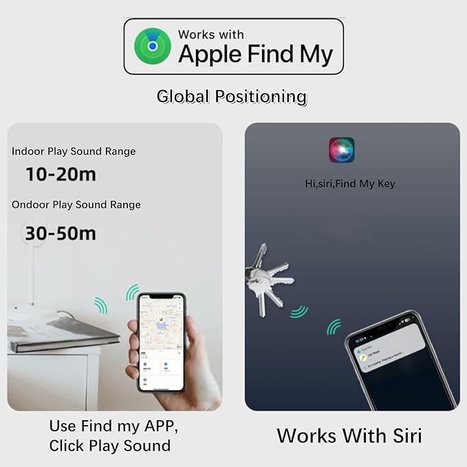 Smart Key Finder - Only iOS(Not for Android) - Bluetooth Smart Key Tracker Tag - Work for Apple Find My - Keep Track of The Items That Matter Most (2-White & 2-Coffee)