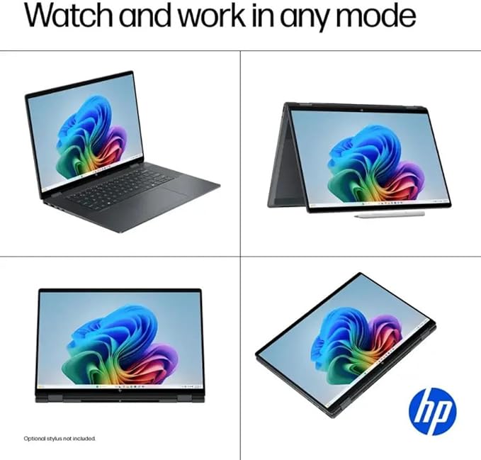 HP OmniBook X Flip 16 2-in-1 Laptop: 16" FHD+ Touchscreen, Intel Core Ultra 7 (NPU 47 Tops), 16GB RAM, 2TB SSD, Intel Arc 140V GPU, Copilot+ PC, Eclipse Gray, W/Pen Accessories, Windows 11 Pro