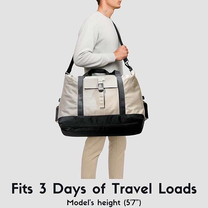 SUNNY BIRD Duffel with Utility Pouch, 40L Weekender Overnight Bag with Shoe Compartment for Travel and Sports (Greenboho)