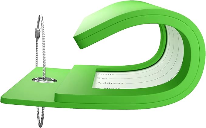 Gostwo 2 Pack Luggage Tags for Suitcases, 26 Initial Letter Travel Luggage Baggage Identification Labels ID Tag Fully Bendable Tags with Stainless Steel Loop (Green) (Letter A)