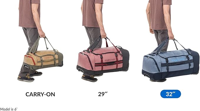 Eagle Creek Cargo Hauler XT Wheeled Duffel - Wheeled Backpack Duffel - Deployable Backpack Straps - Lockable U-Lid & Easy Access Compartment - 32" - Glacier Blue