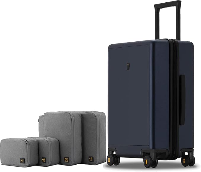 LEVEL8 Elegance Carry-on Suitcase, 20 Inch Carry on Luggage, Hardside Large Suitcases with Wheels, Tavel Bag with Tsa Lock, Navy Blue