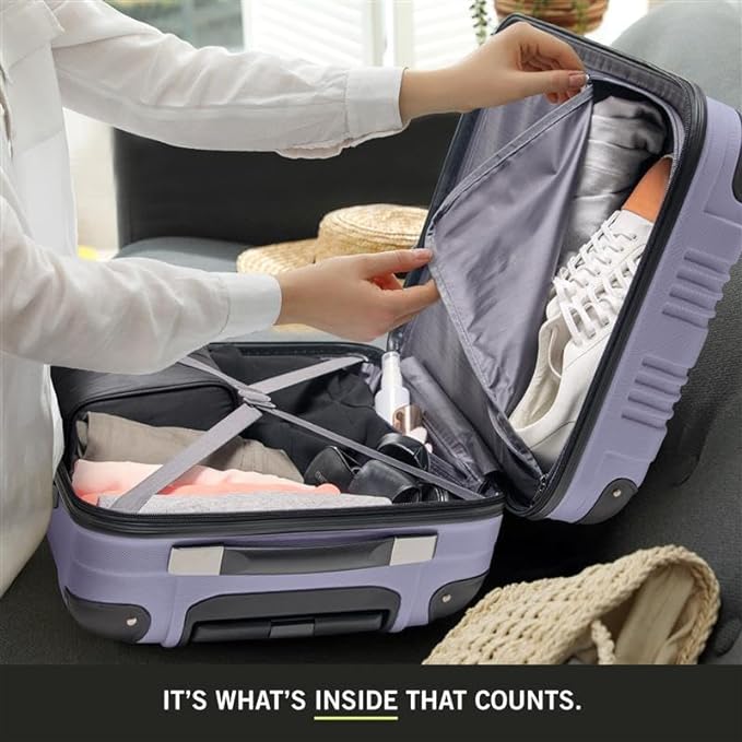 Kenneth Cole REACTION Out of Bounds Lightweight Hardshell 4-Wheel Spinner Luggage, Smokey Purple, 2-Piece Set (20" & 28")