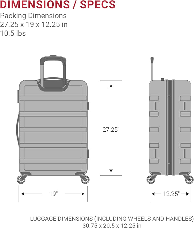 SwissGear 7366 Hardside Expandable Luggage with Spinner Wheels, Black, Checked-Large 27-Inch