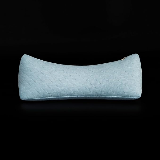 Buckwheat Neck Support Pillow Cervical Neck Cylinder Bolster Pillow Neck Pain Relief Breathable Comfortable for Back and Side Sleepers Round Pillows for Lunch Break Blue, 6x15 Inch