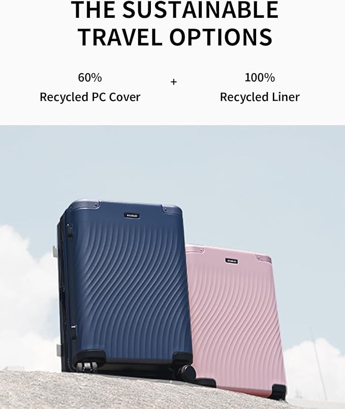 ECOHUB Hardside Expandable Carry On Luggage Sets, Recycled PC 20/24" Rolling Luggage Airline Approved with Spinner Wheels & TSA Lock, Lightweight Hardshell Travel Suitcase, 20+24 inch Carry-on Green