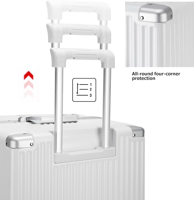feilario 30in Super Large Captain Aluminum Frame Hardside Spinner Wheels Luggage, Removable Wheels Zipperless Checked Suitcase with Cup Holder/Phone Holder